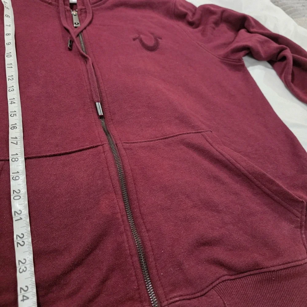 True Religion Mens Zip Up Hooded Sweater Size Large Spellout Logo Y2K Grunge